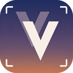 The Vantage Point app icon: a cream V over a mauve ghost V on a twilight gradient.